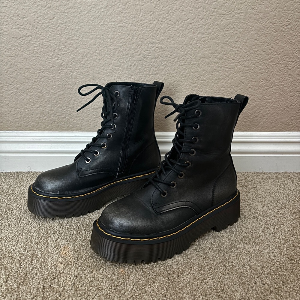 Black Platform Combat Boots